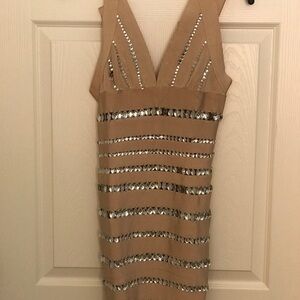 Herve faux studded mini dress.